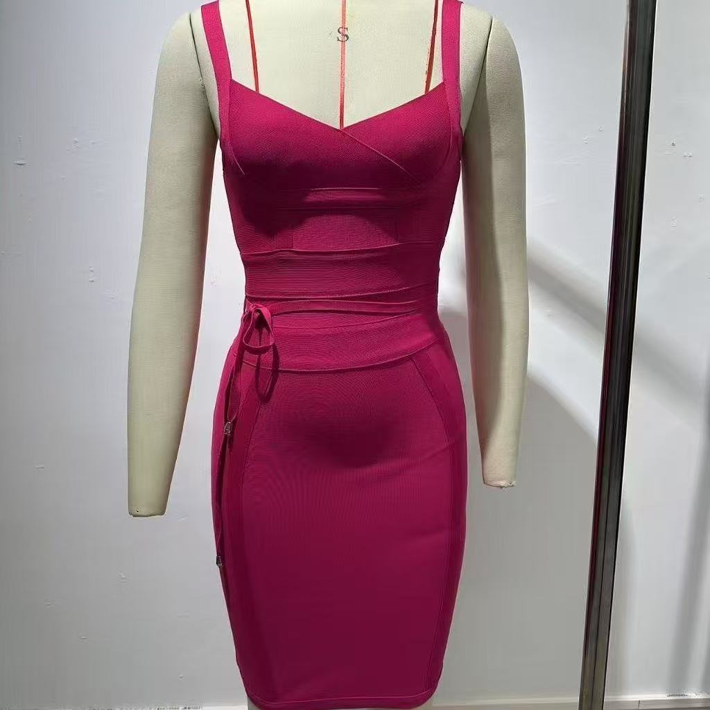 AmazSuspender Waist Sexy Hip-Covering Bandage Dress