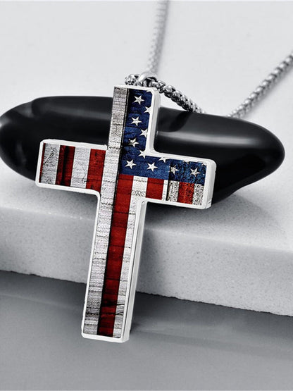 American Flag Cross Necklace