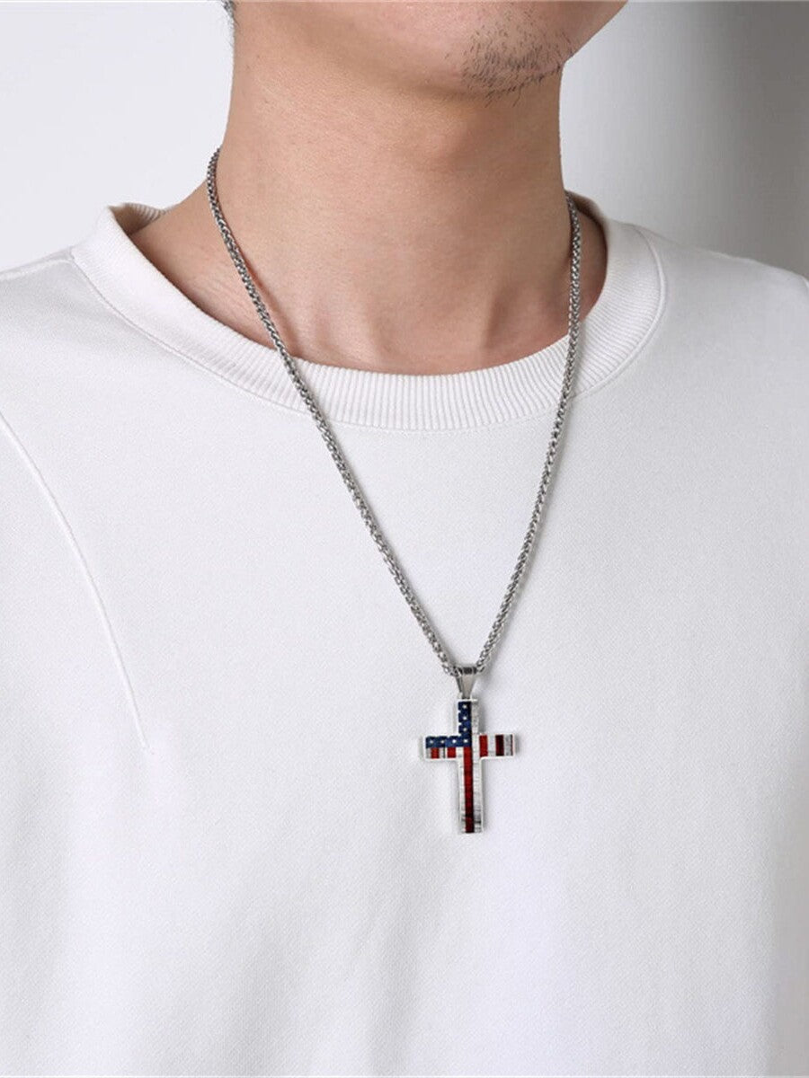 American Flag Cross Necklace