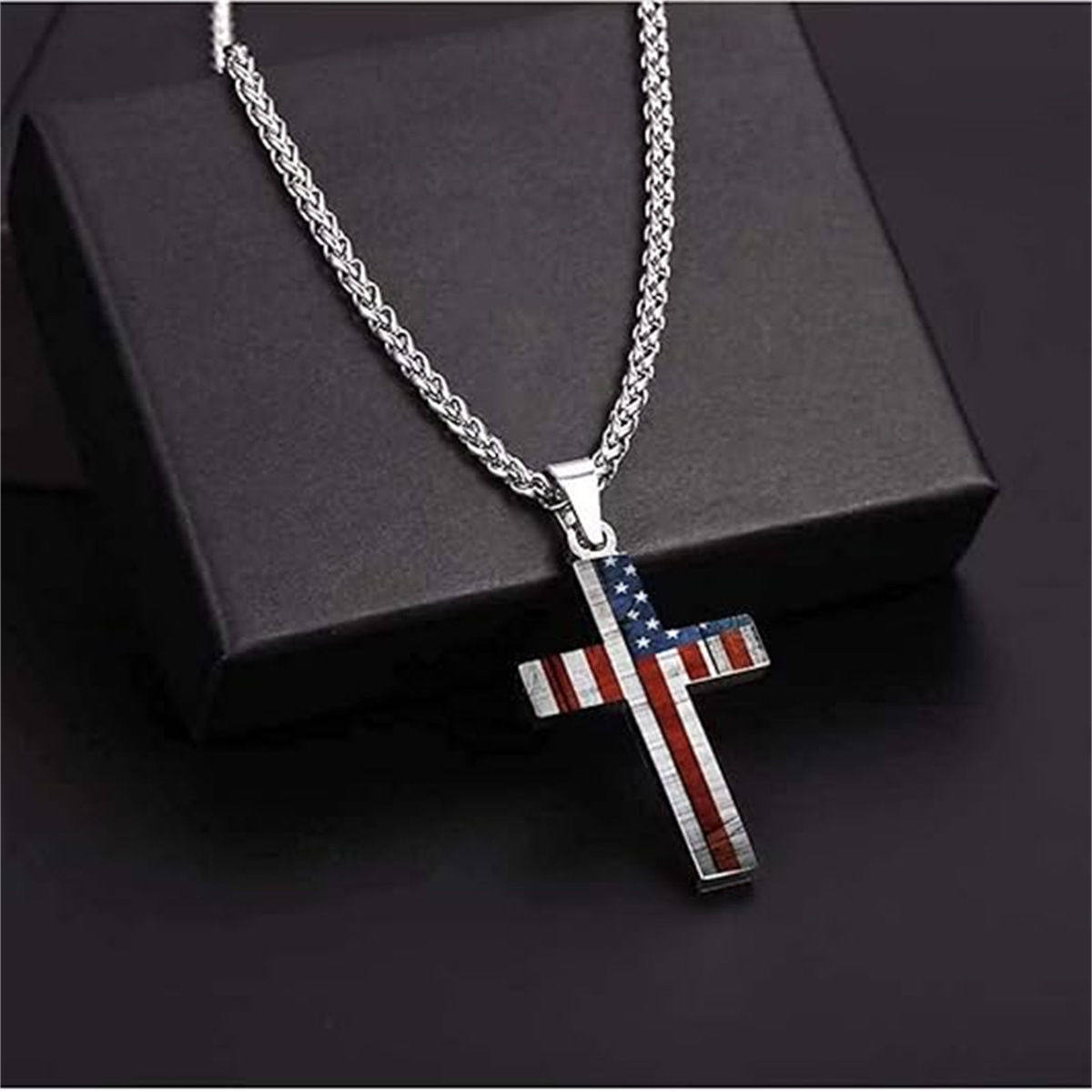 American Flag Cross Necklace