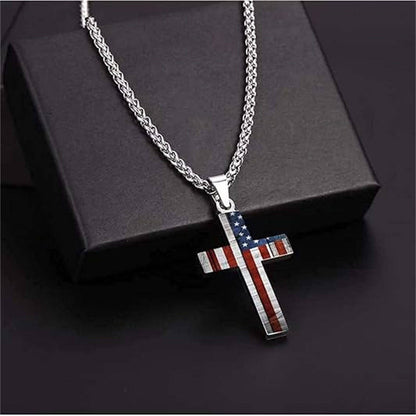 American Flag Cross Necklace