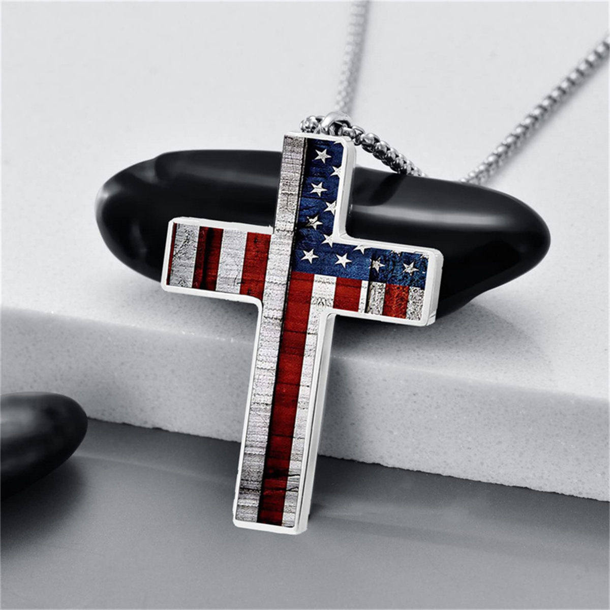 American Flag Cross Necklace