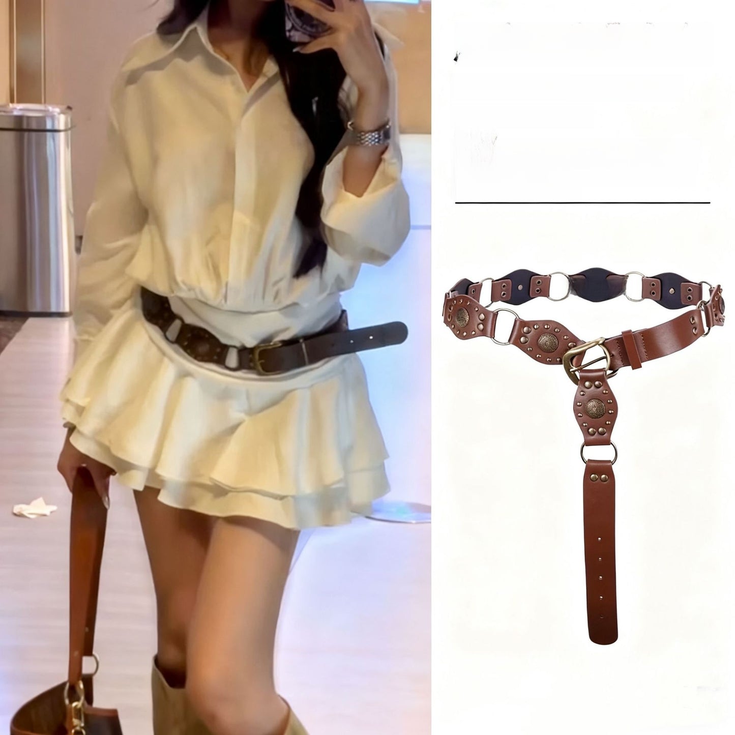 American Retro Brown Rivet Belt