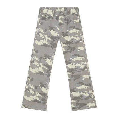 American retro camouflage slightly flared jeans