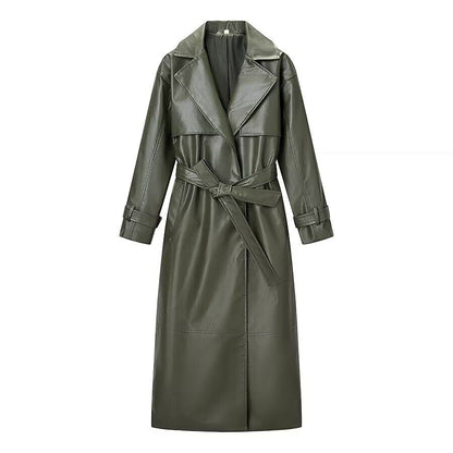 American Retro Long Coat with Belt
