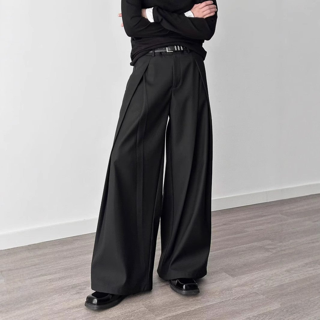American Retro Pleated Suit Pants for Men and Women