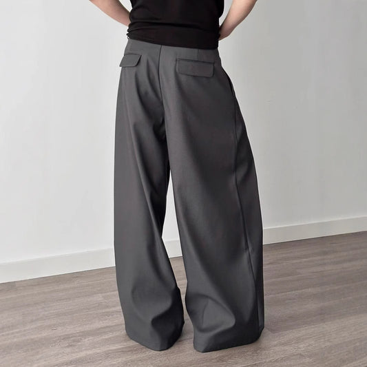 American Retro Pleated Suit Pants for Men and Women