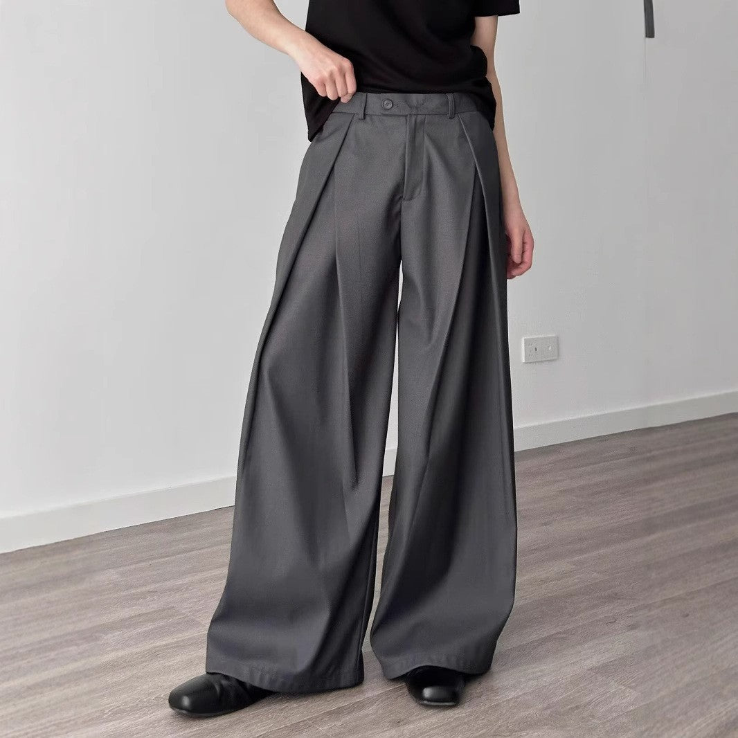 American Retro Pleated Suit Pants for Men and Women