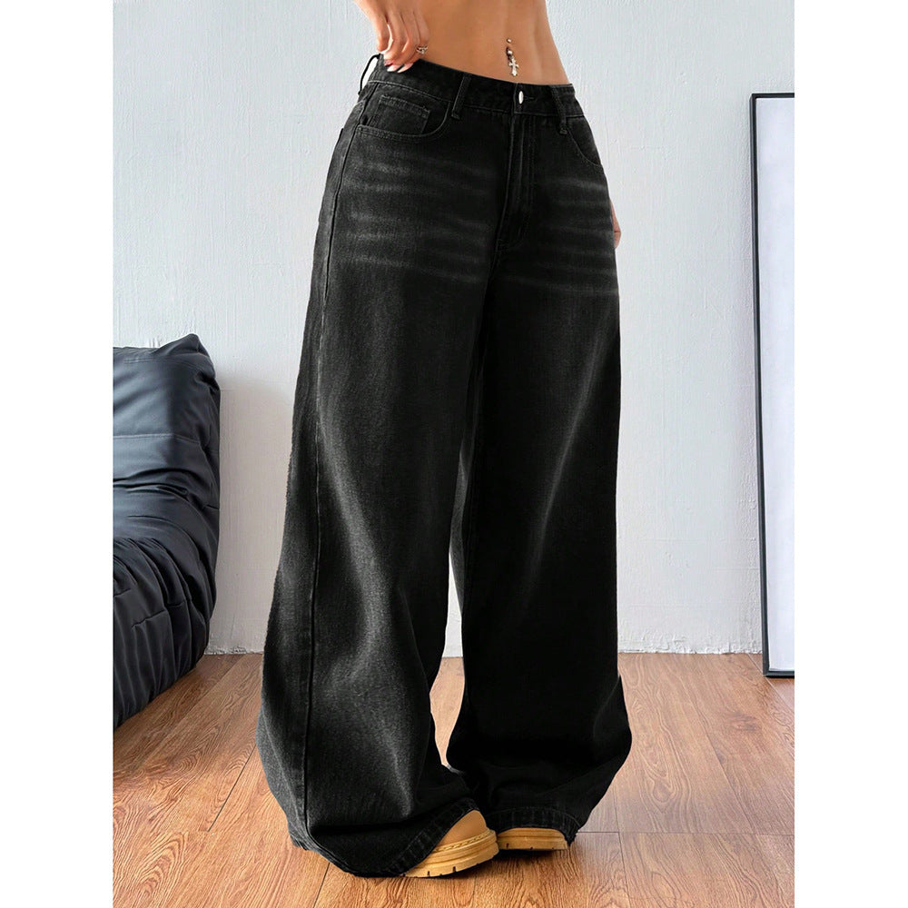 American Retro Simple Straight-Leg Jeans