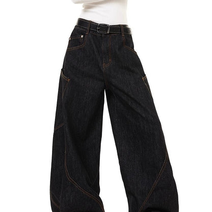 American Retro Style Loose Wide-Leg Denim Trousers