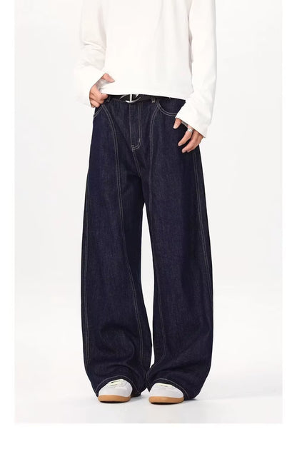 American Retro Style Loose Wide-Leg Denim Trousers