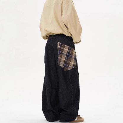 American Retro Style Loose Wide-Leg Denim Trousers