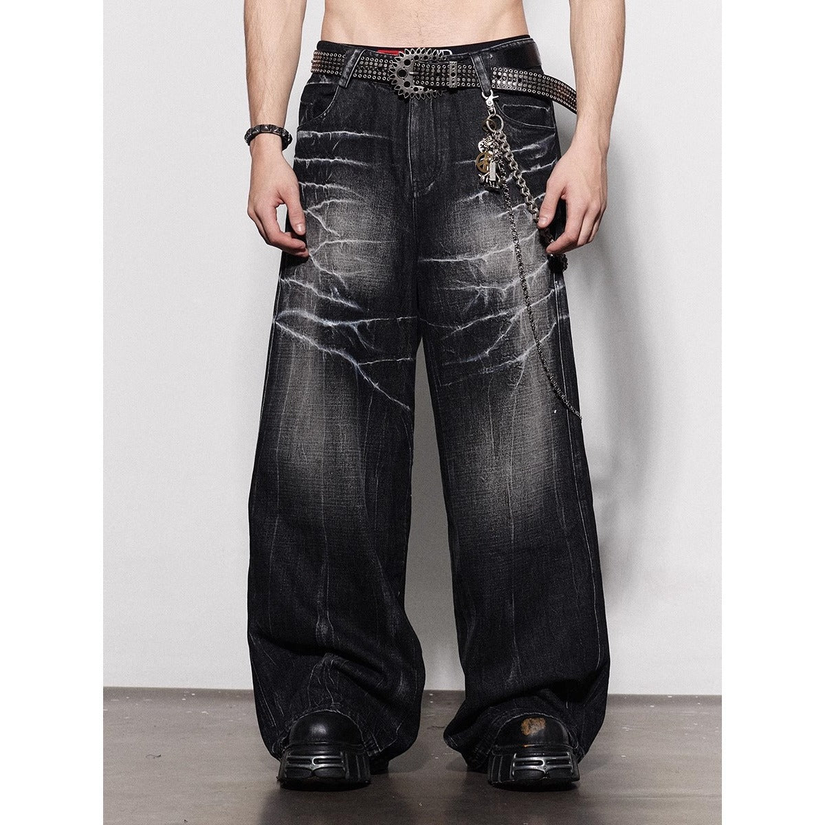 American Retro Style Loose Wide-Leg Denim Trousers