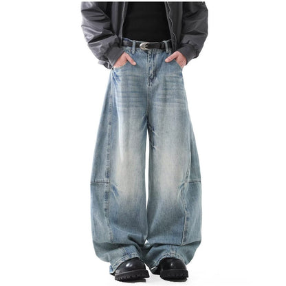 American Retro Style Loose Wide-Leg Denim Trousers