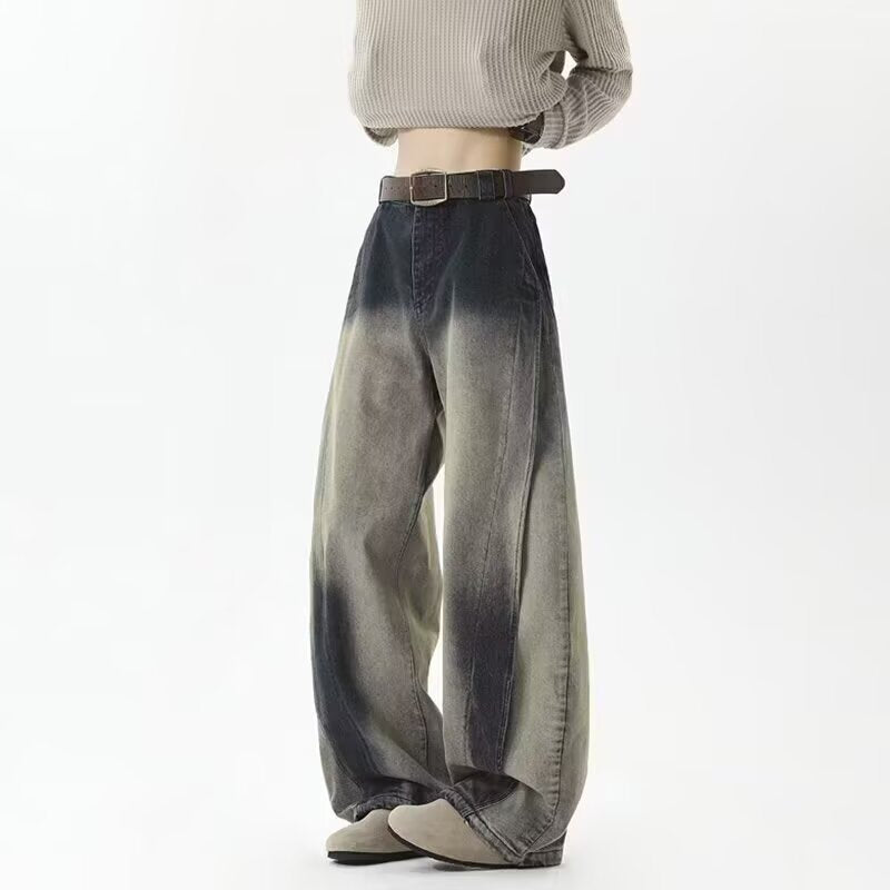 American Retro Style Loose Wide-Leg Denim Trousers