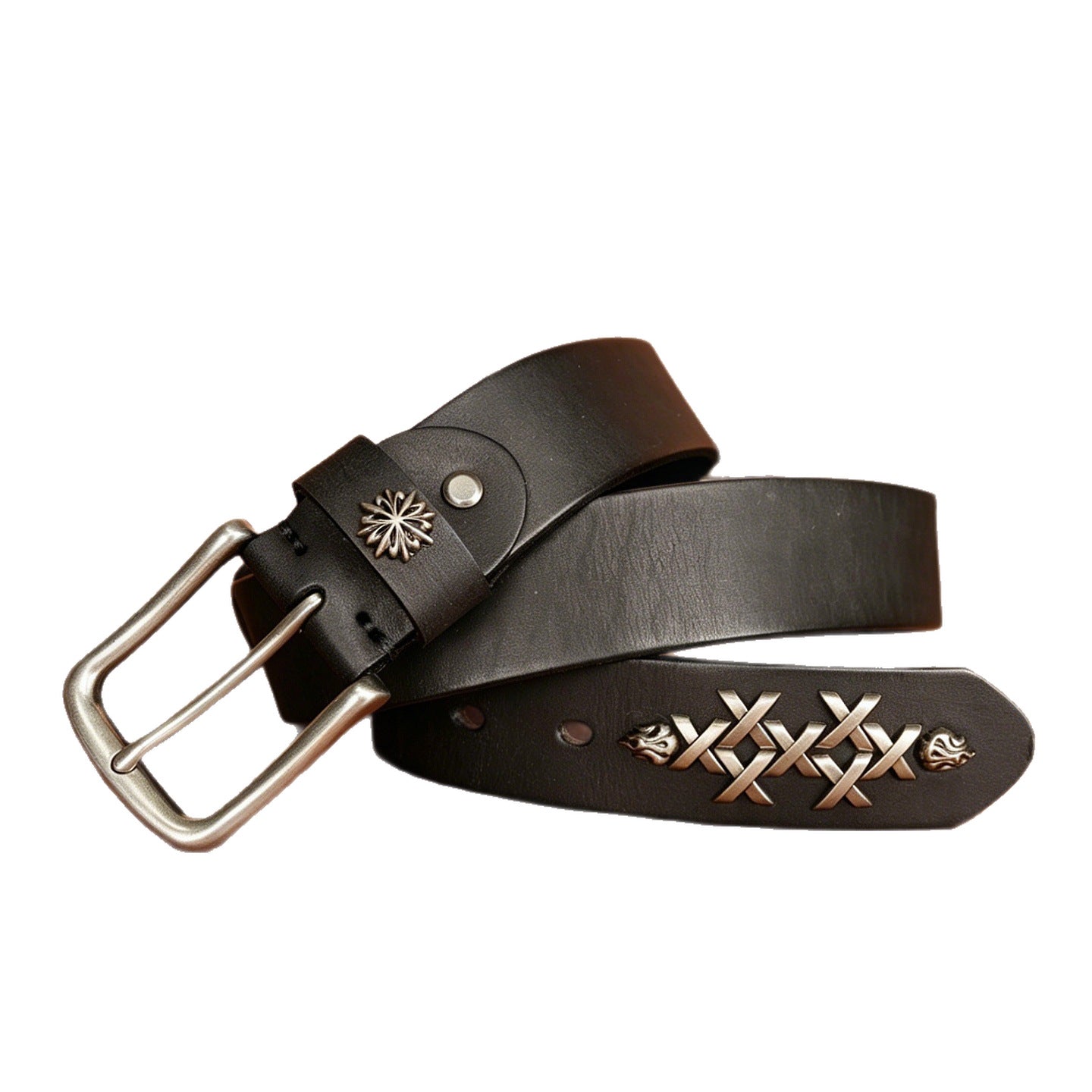 American retro top-grain cowhide belt