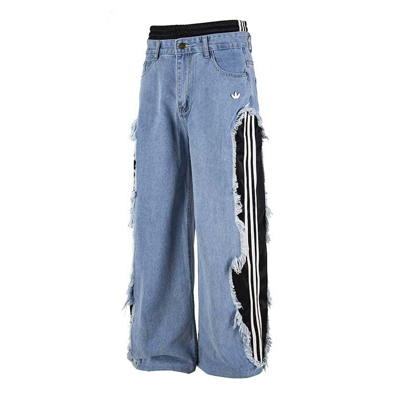 American Retro Washed Denim Jeans Loose Straight Pants