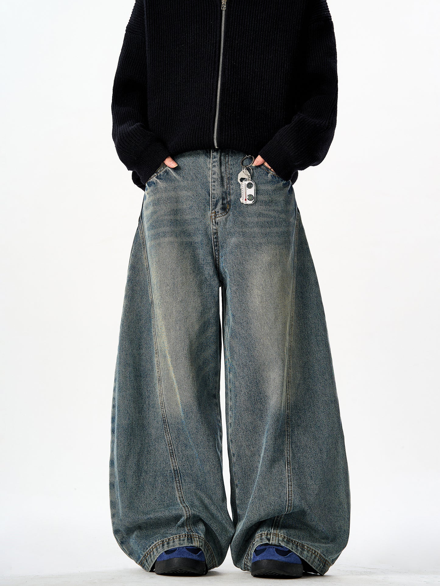 American Retro Washed Denim Jeans Unisex Loose Straight-Leg Pants