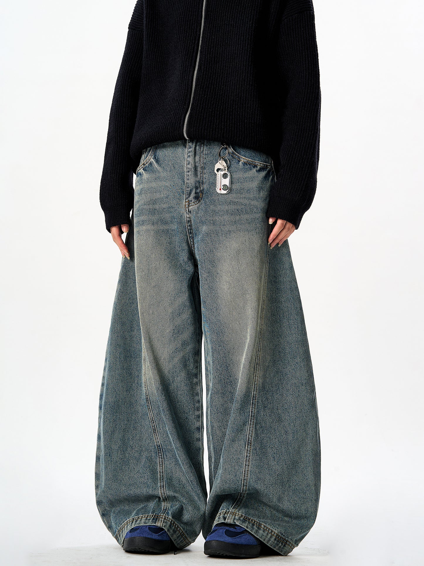 American Retro Washed Denim Jeans Unisex Loose Straight-Leg Pants