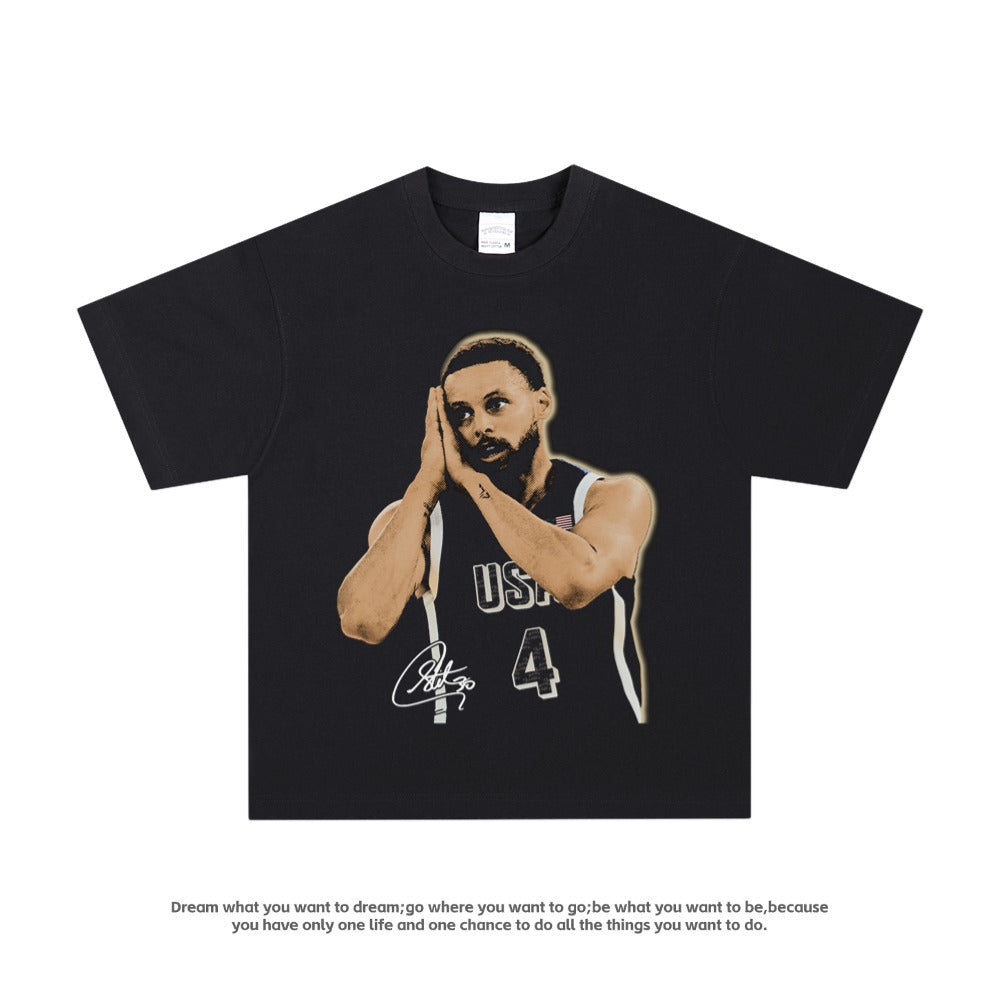American-style blockbuster nba star printed T-shirt