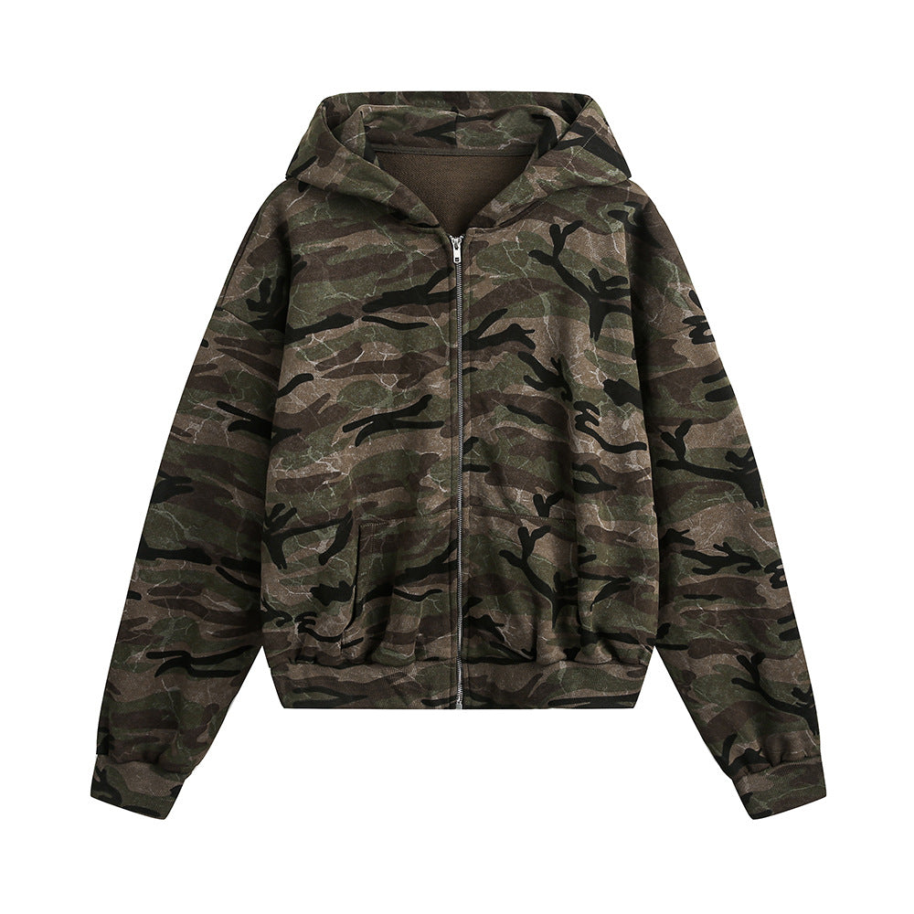 American-style camouflage hoodie jacket