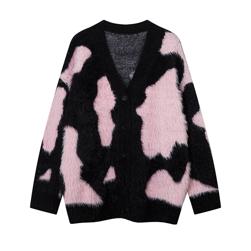 American-style color-blocked relaxed style sweater
