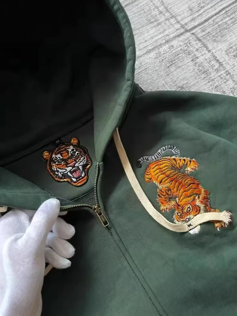 American Style Embroidered Zip Hoodie