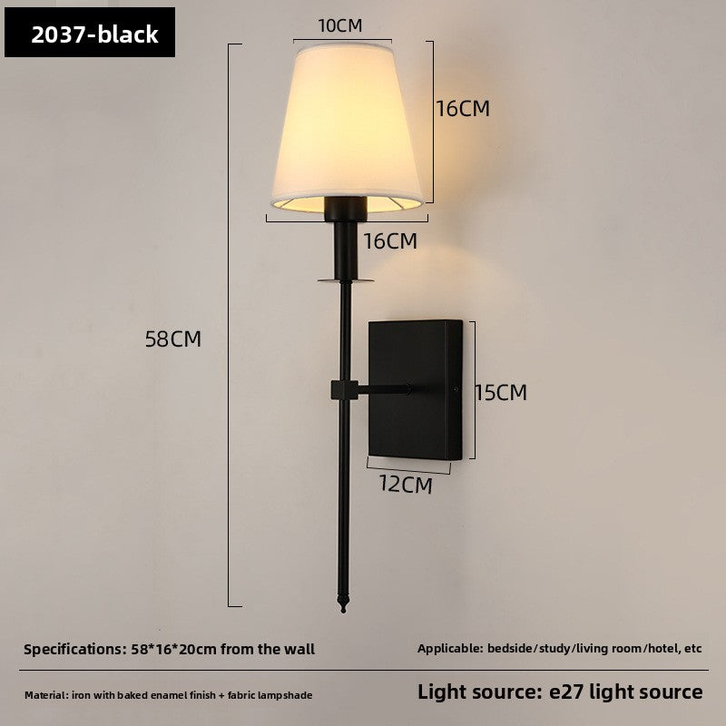 American Style Fabric Wall Lamp for Bedroom and Hotel