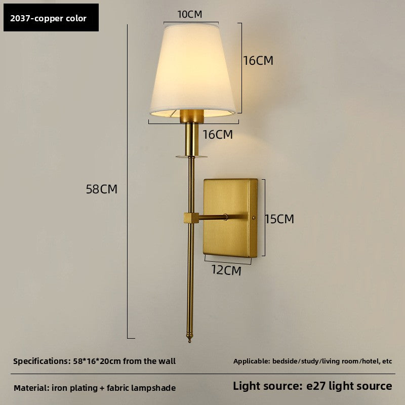 American Style Fabric Wall Lamp for Bedroom and Hotel