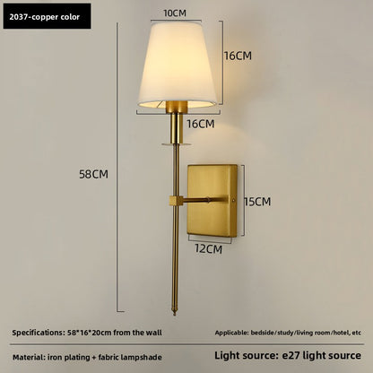 American Style Fabric Wall Lamp for Bedroom and Hotel