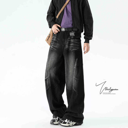 American-style gradient denim pants