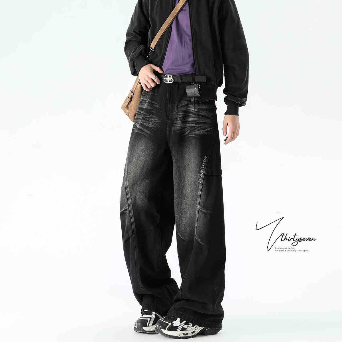 American-style gradient denim pants