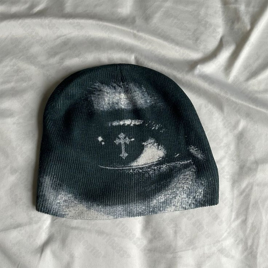 American-style subculture printed knitted hat