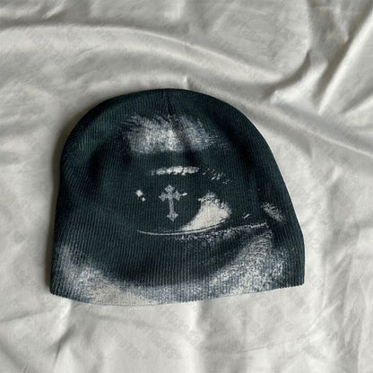 American-style subculture printed knitted hat