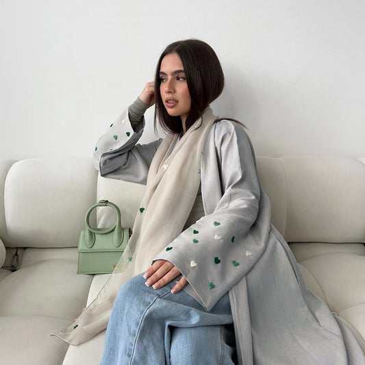 An elegant cardigan robe