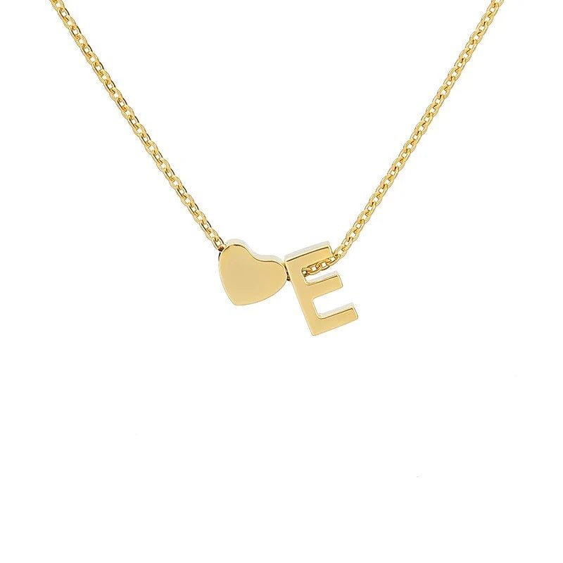 An English letter heart and heart combination necklace