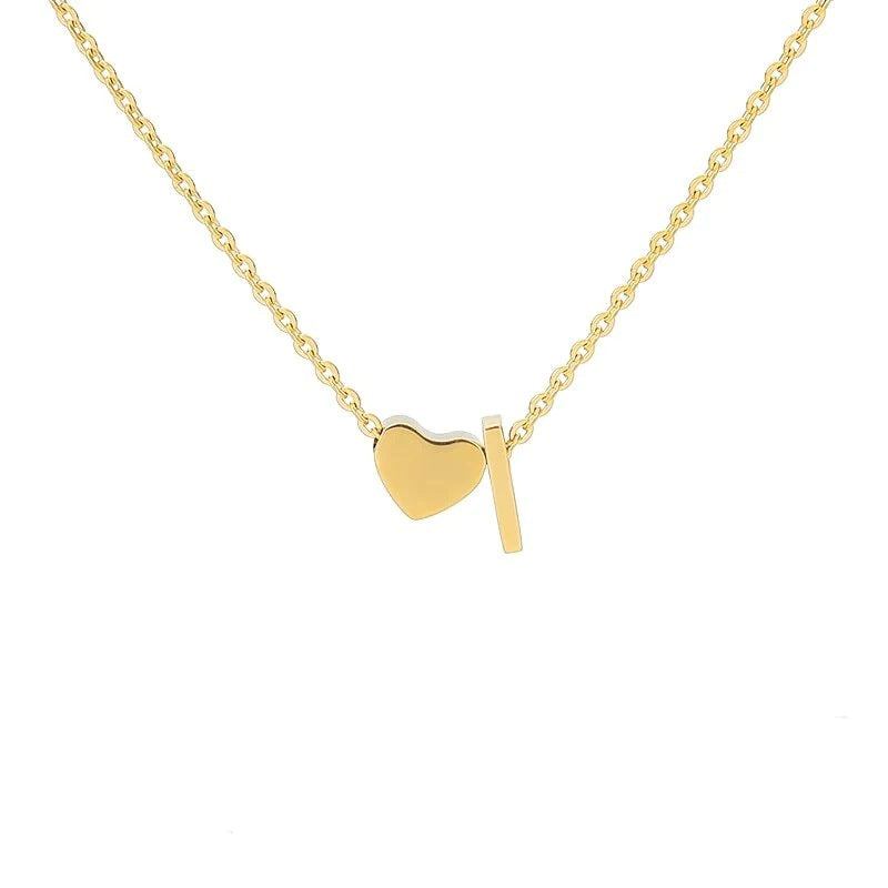 An English letter heart and heart combination necklace