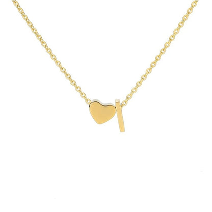 An English letter heart and heart combination necklace
