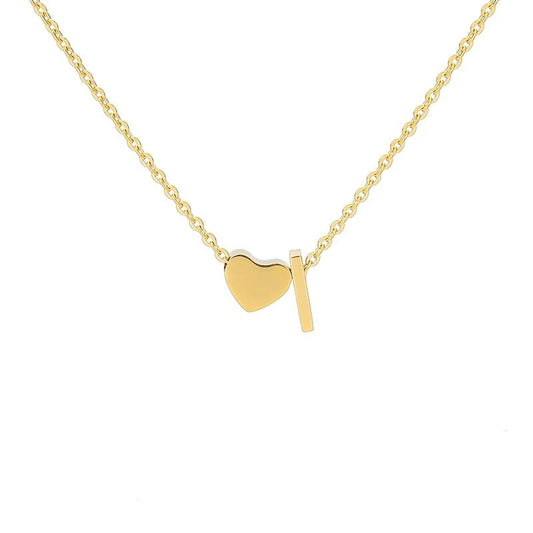 An English letter heart and heart combination necklace