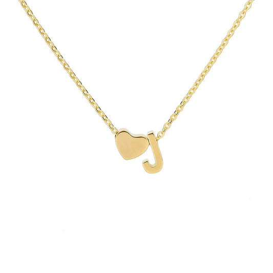 An English letter heart and heart combination necklace