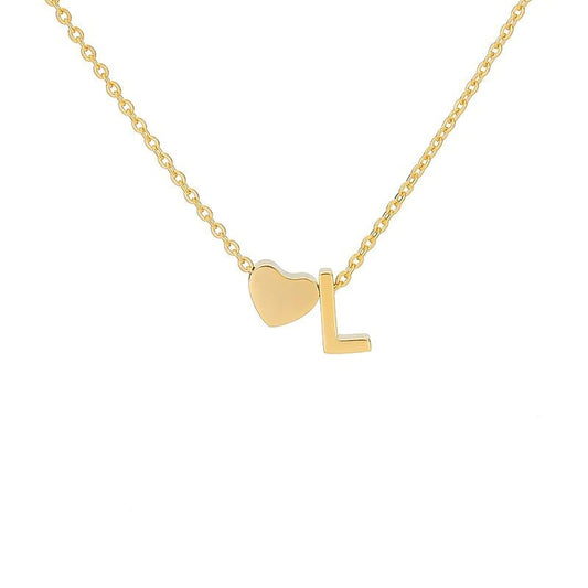 An English letter heart and heart combination necklace