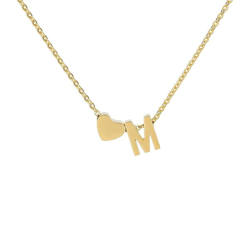 An English letter heart and heart combination necklace