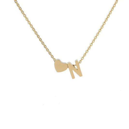 An English letter heart and heart combination necklace