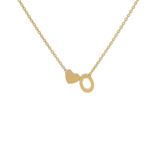 An English letter heart and heart combination necklace