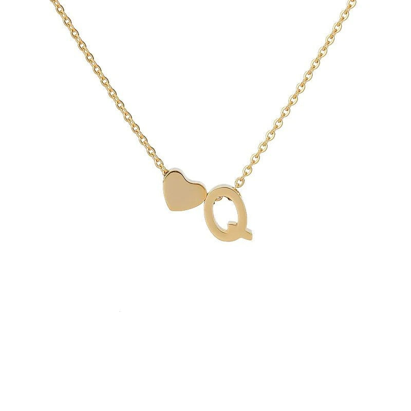 An English letter heart and heart combination necklace
