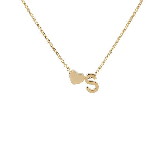 An English letter heart and heart combination necklace