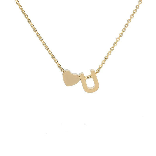 An English letter heart and heart combination necklace
