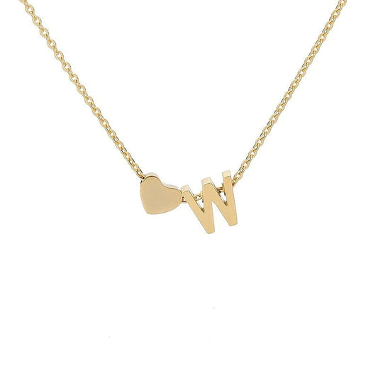 An English letter heart and heart combination necklace