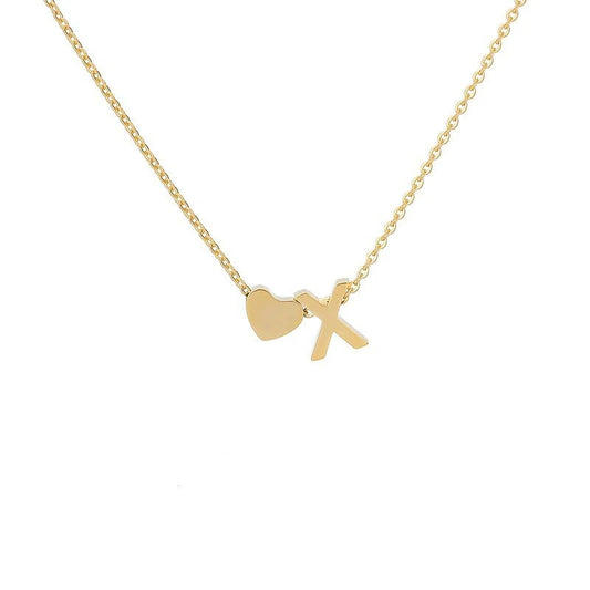 An English letter heart and heart combination necklace