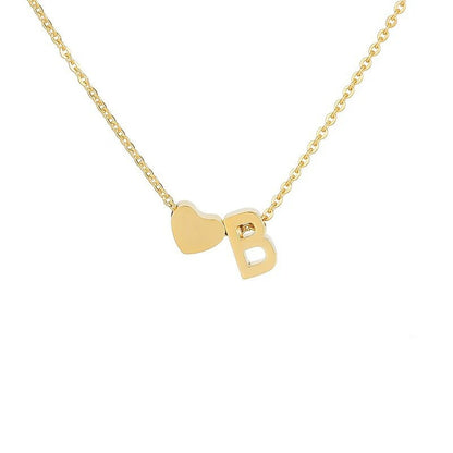 An English letter heart and heart combination necklace